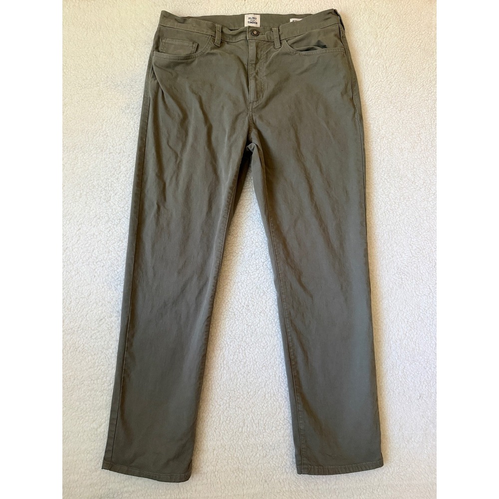 Flint And Tinder Jeans Mens 33x30 Green Straight Stretch Denim Pants Casual